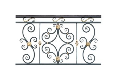 Dövülmüş parmaklıklar, çitler, eski usul çitler. Beyaz arkaplanda izole.