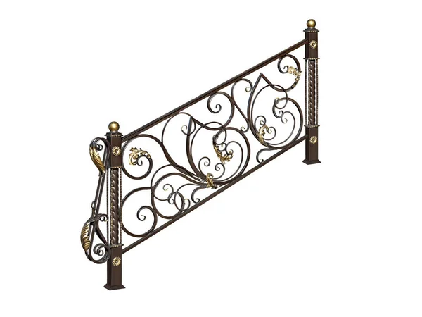 Elegant Iron Railing Old Style Isolated White Background — Stock Photo, Image