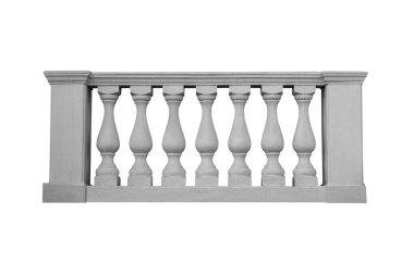 Eski tarz taş parmaklıklar. Beyaz arkaplan üzerinde izole edilmiş.