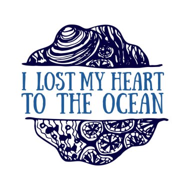 Detailed hand drawn logo. World oceans day, Summertime, Deep blue ocean clipart