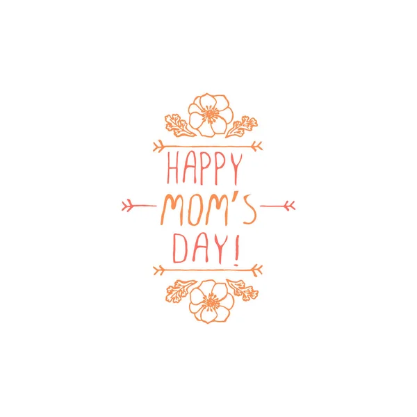 白い背景の上幸せな母の日タイポワーク要素 — ストックベクタ