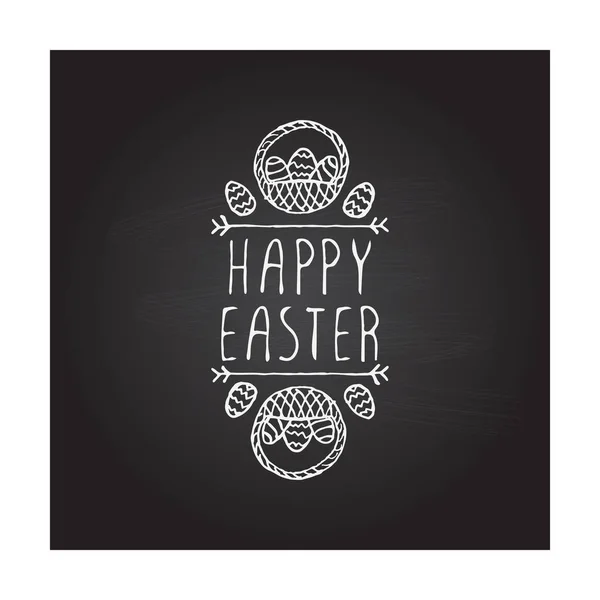 Hand drawn typographic easter element on chalkboard background — Stock Vector