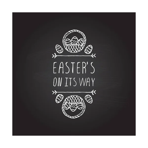 Kézzel rajzolt tipográfiai húsvéti elem a Palatábla háttér — Stock Vector