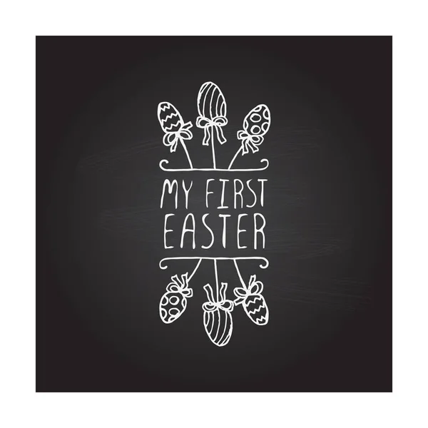 Elemento tipográfico de Pascua dibujado a mano sobre fondo de pizarra — Vector de stock