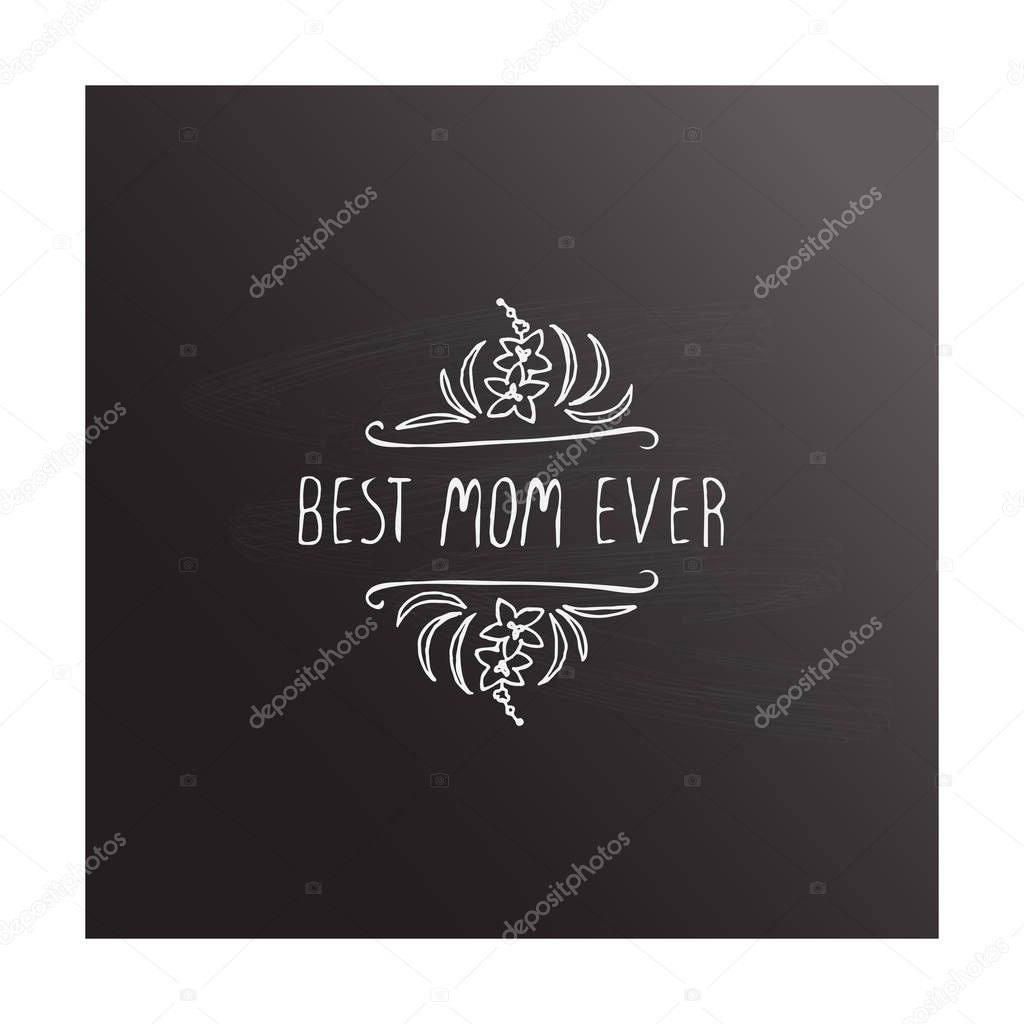 Happy mothers day handlettering element on chalkboard background