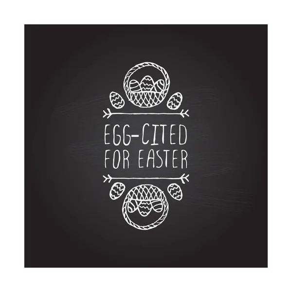 Elemento tipográfico de Pascua dibujado a mano sobre fondo de pizarra — Vector de stock