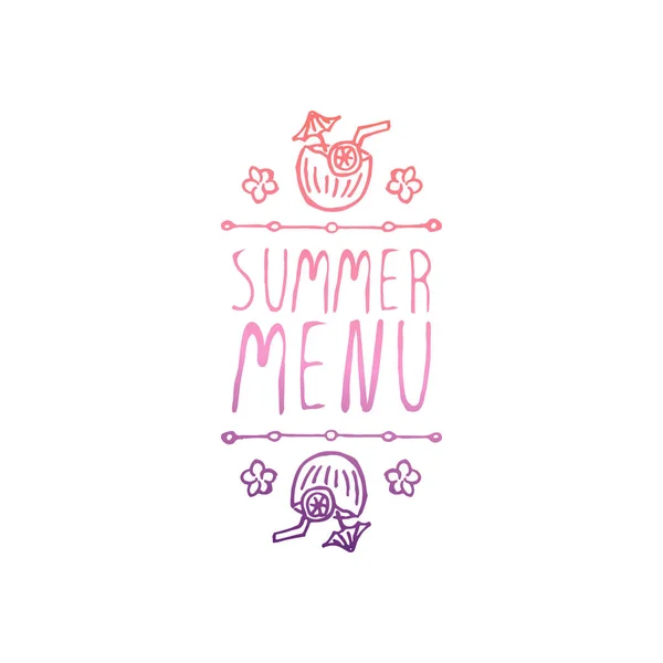Hand Drawn Summer Slogan Isolated on White. Summer Menu — Stock Vector