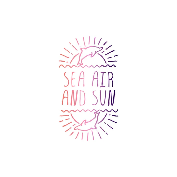 白に孤立した手描きの夏のスローガン。海の空気と太陽 — ストックベクタ