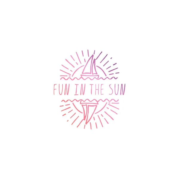 Hand Drawn Summer Slogan Isolated on White. Fun in the Sun — Stock Vector