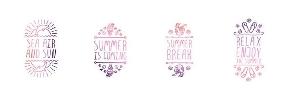 白に孤立した手描きの夏のスローガンのセット — ストックベクタ