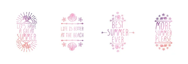 Set of Hand Drawn Summer Slogans Isolated on White — Stock Vector