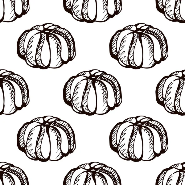 Modèle sans couture d'automne avec citrouilles dessinées à la main — Image vectorielle