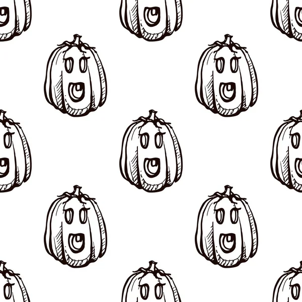 Halloween nahtlose Muster mit handgezogenen Jack-o-Laternen — Stockvektor