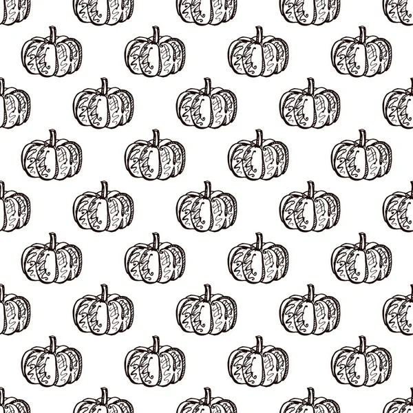 手描きのカボチャと秋のシームレスなパターン — ストックベクタ