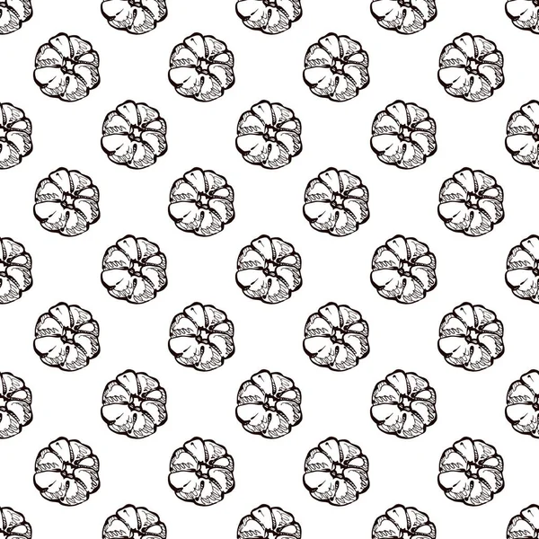 Осінній безшовний візерунок з намальованими вручну гарбузами — стоковий вектор
