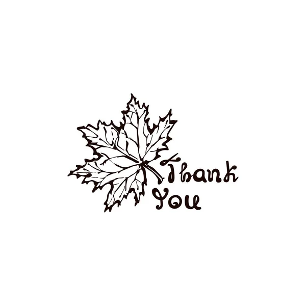 Hand Drawn Maple Leaf with Handwritten Text — Stock Vector