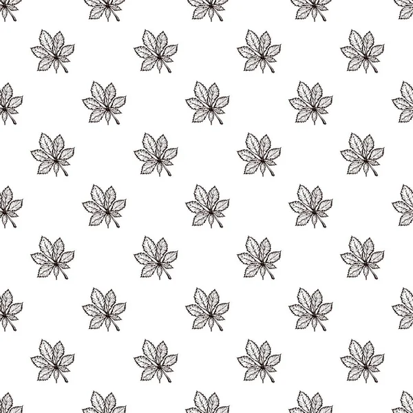 Płynny wzór z ręcznie rysowanych liści kasztanowca — Wektor stockowy