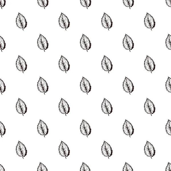 手描きのエルムの葉でシームレスなパターン — ストックベクタ