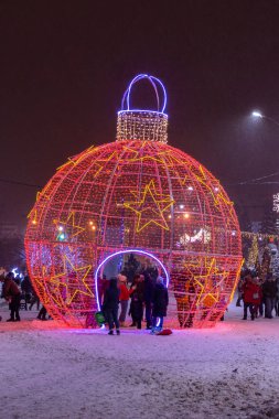 Moscow region Moskova şehir merkezi kare Noel dekorasyon