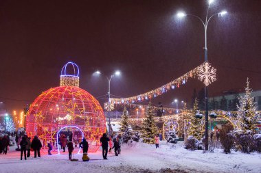 Moscow region Moskova şehir merkezi kare Noel dekorasyon
