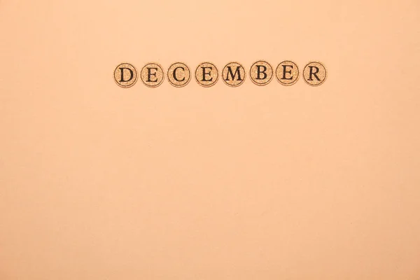 12月是拼写 日历的背景 — 图库照片