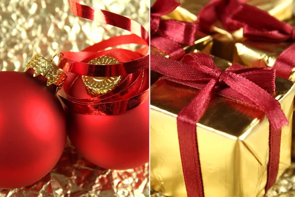 Christmas balls and boxes — Stock Photo, Image