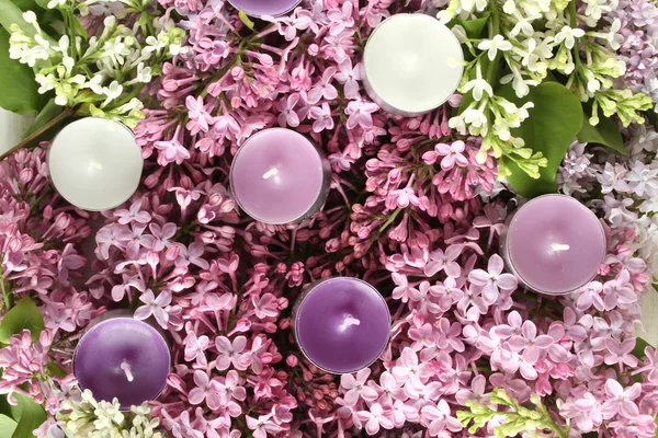 Terapia spa velas y lila — Foto de Stock