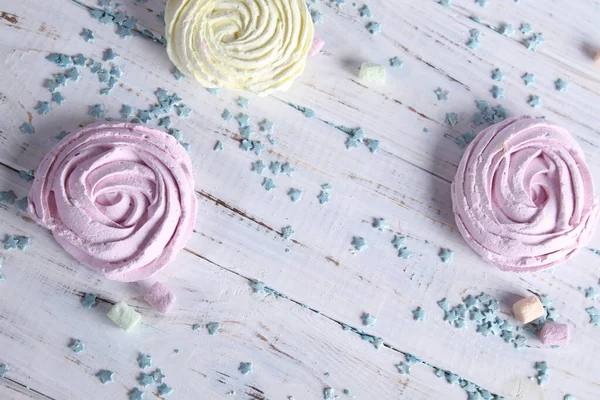 Colored Meringue Cookies Table Sweet Holiday — Stock Photo, Image