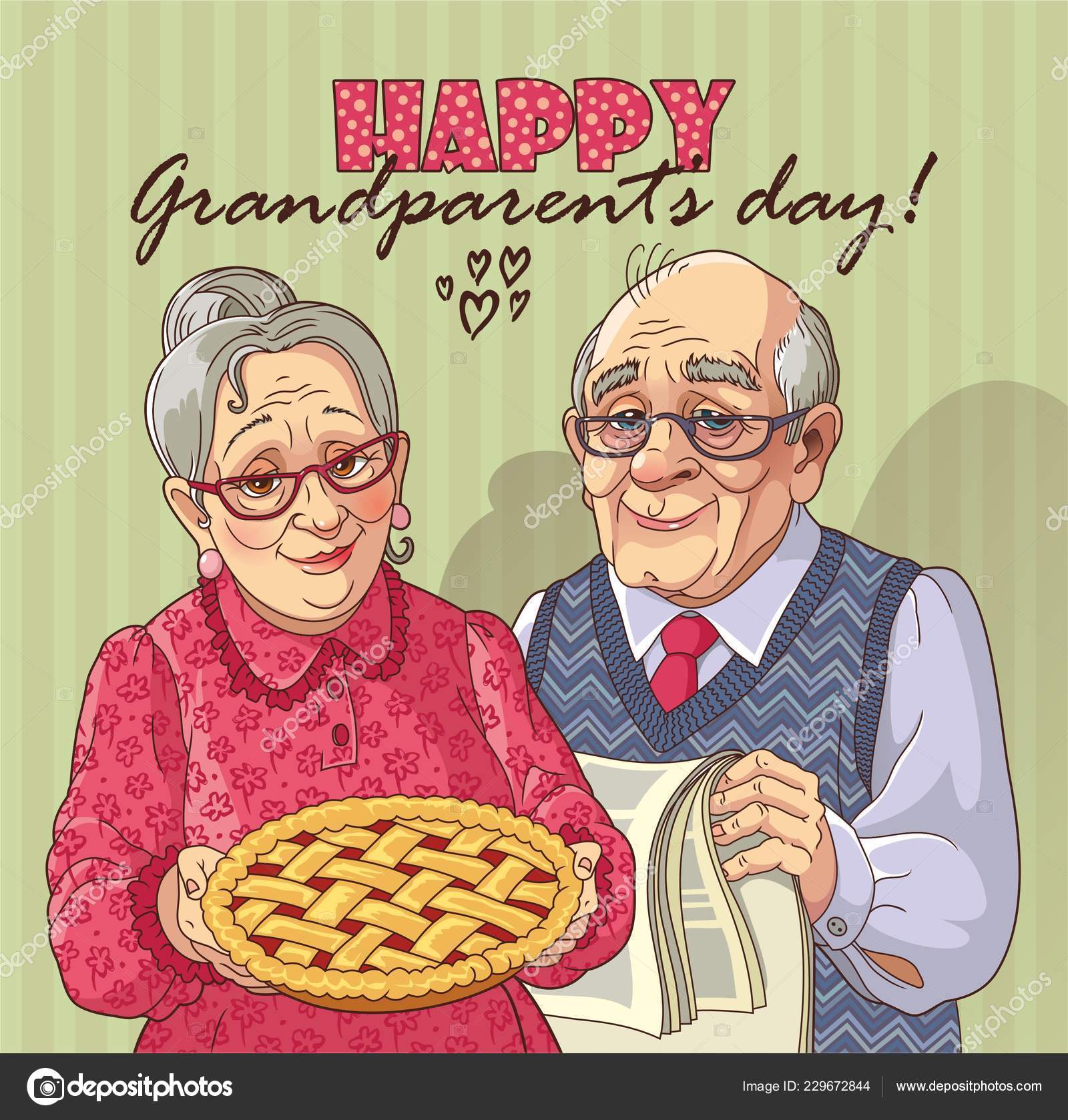 Download Cute Cartoon Grandma Grandpa Background Happy Grandparents Day Lettering Vector Image By C Koltushina Yandex Ru Vector Stock 229672844