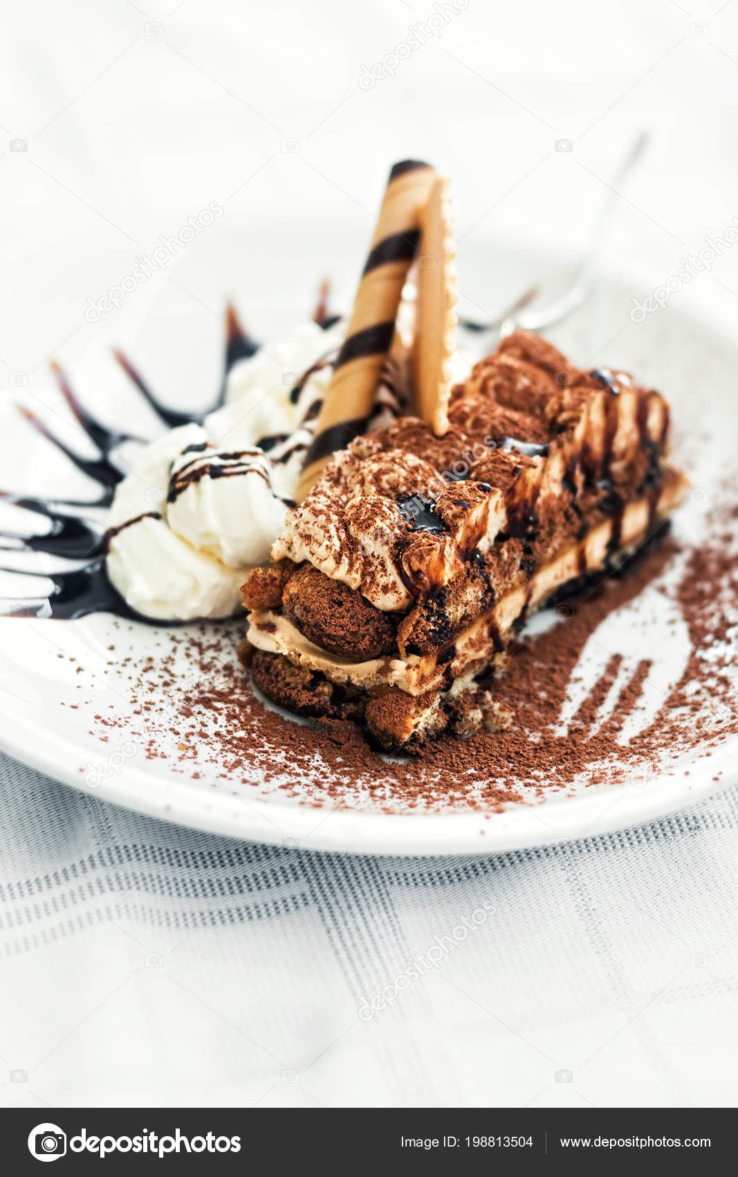 Traditional Coffee Flavoured Italian Dessert Tiramisu Selective Focus