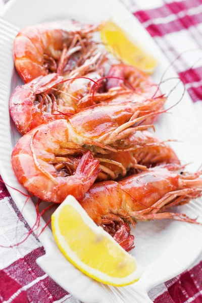 Grilled Shrimp Close Selective Focus — Stock Photo, Image