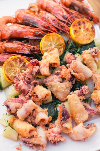 Montenegrin Seafood Mix Selective Focus — Stock Photo, Image
