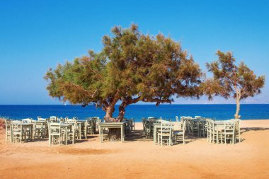 Agia Anna, Naxos Adası, Yunanistan 'daki sahil restoranı