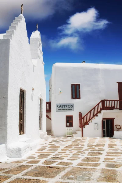 白塗り建築 ミコノス島 ギリシャ — ストック写真