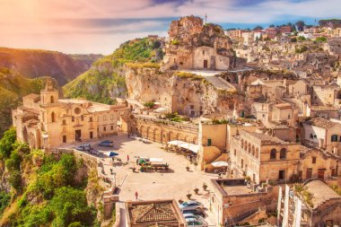 Matera 'nın eski bir kasabası, Unesco Dünya Mirası Basilicata, İtalya