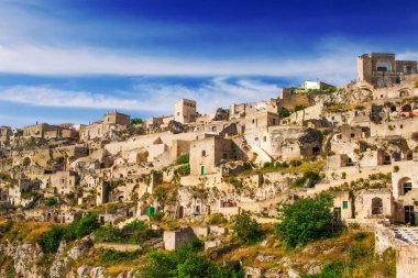 Sassi di Matera (antik mağara evleri) Matera, Basilicata bölgesinde, İtalya