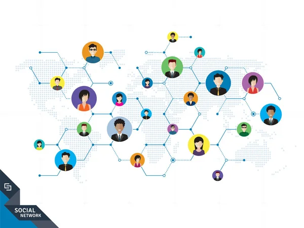 Люди Пов Язані Соціальними Мережами Або Соціальними Мережами Концепція Комунікації — стоковий вектор