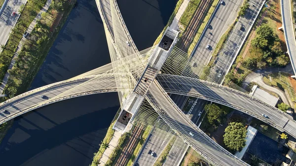 Vista Aérea Del Puente Cable Ciudad Sao Paulo Brasil Vista — Foto de Stock