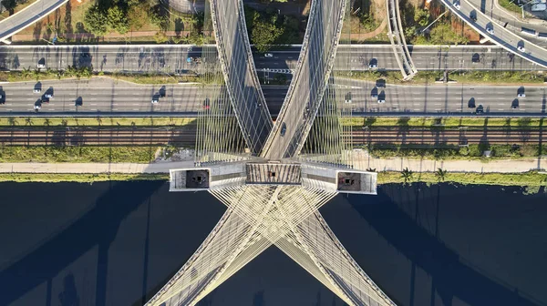 Вид Воздуха Канатный Мост Сан Паулу Бразилия Вид Воздуха Маргинальный — стоковое фото