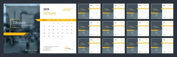 Diseño Del Calendario Para 2019 Semana Comienza Sun Conjunto Páginas — Archivo Imágenes Vectoriales