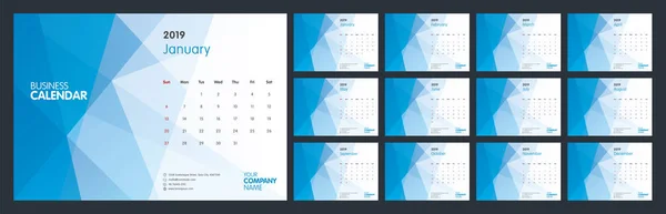 Diseño Del Calendario Para 2019 Semana Comienza Sun Conjunto Páginas — Vector de stock