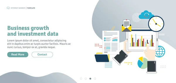 Datos sobre crecimiento empresarial e inversión . — Vector de stock