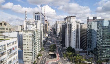 Şehirde Sao Paulo, Brezilya Paulista avenue of havadan görünümü