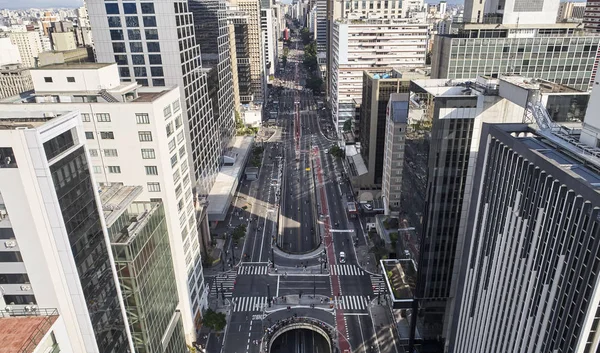 Αεροφωτογραφία Του Paulista Avenue Στην Πόλη Του Σάο Πάολο Βραζιλία — Φωτογραφία Αρχείου