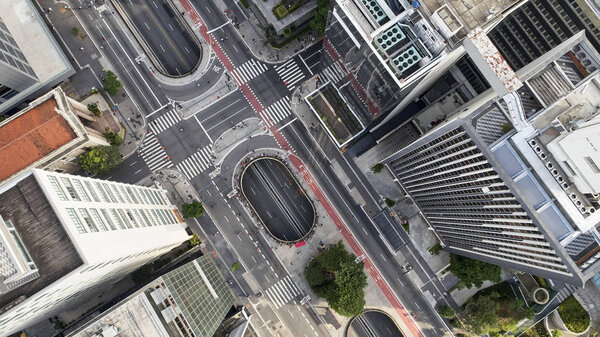 Aerial view of Paulista avenue in Sao Paulo city, Brazil