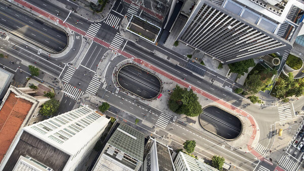 Aerial view of Paulista avenue in Sao Paulo city, Brazil