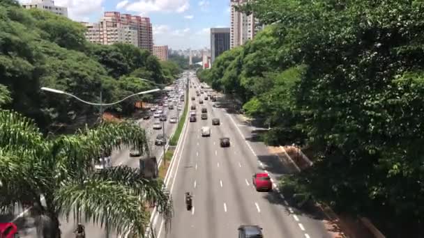 Upływ Czasu Ruchu Samochodów Avenue Maio Mieście Sao Paulo Brazylia — Wideo stockowe