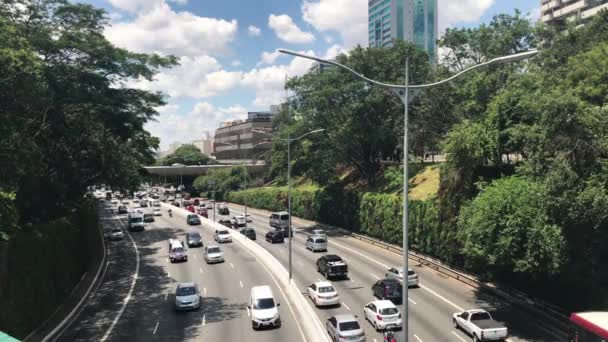 Ruch Samochodów Avenue Maio Mieście Sao Paulo — Wideo stockowe