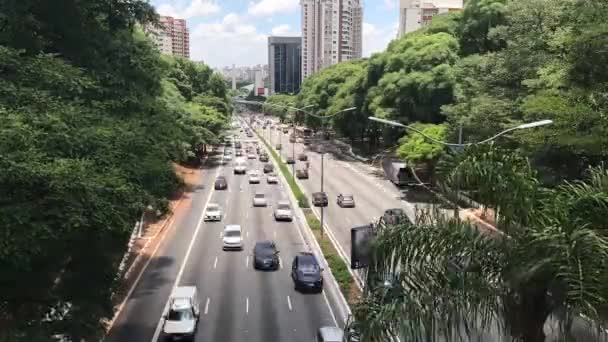 Időközű Autók Forgalom Maio Avenue Sao Paulo Városában Brazília — Stock videók