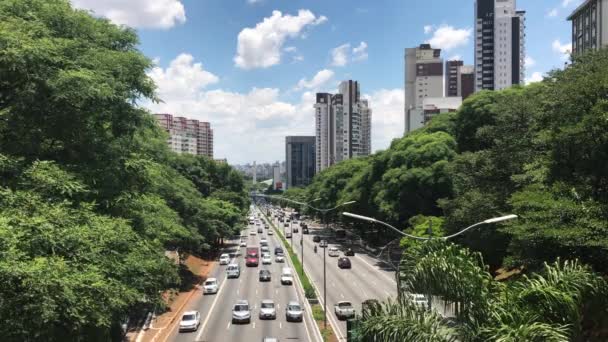 Ruch Samochodów Avenue Maio Mieście Sao Paulo — Wideo stockowe